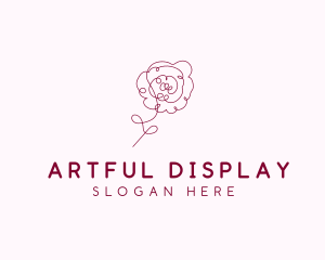 Pink Rose Flower  logo design