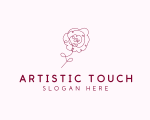 Pink Rose Flower  logo design