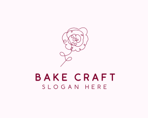 Pink Rose Flower  logo design