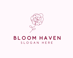 Pink Rose Flower  logo design