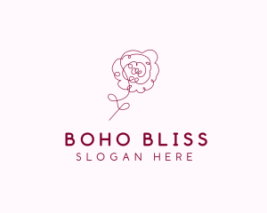 Pink Rose Flower  logo design