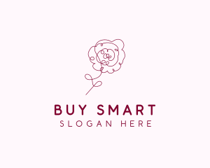 Pink Rose Flower  logo design