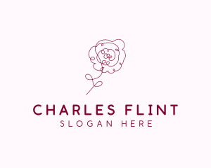 Pink Rose Flower  logo design