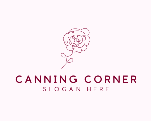 Pink Rose Flower  logo design