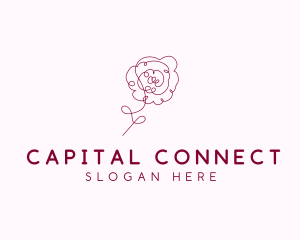 Pink Rose Flower  logo design