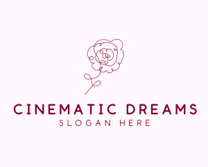 Pink Rose Flower  logo design