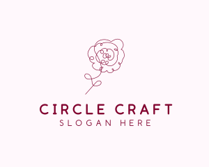 Pink Rose Flower  logo design