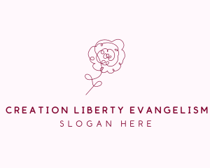 Pink Rose Flower  logo design