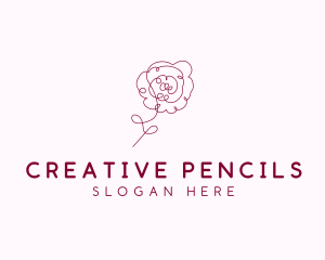 Pink Rose Flower  logo design