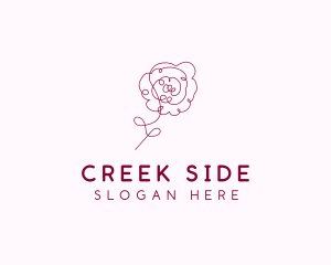 Pink Rose Flower  logo design