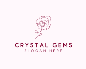 Pink Rose Flower  logo design