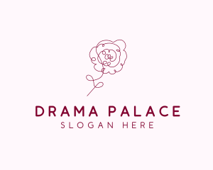 Pink Rose Flower  logo design