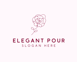 Pink Rose Flower  logo design