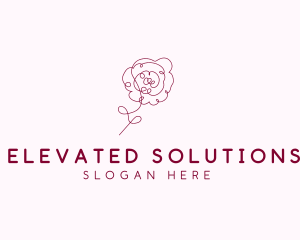 Pink Rose Flower  logo design