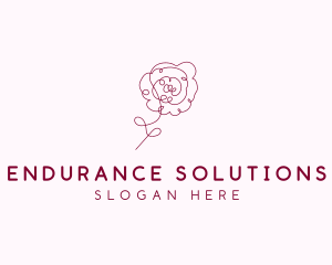 Pink Rose Flower  logo design