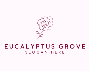 Pink Rose Flower  logo design