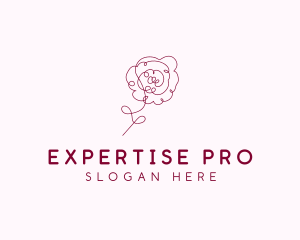 Pink Rose Flower  logo design