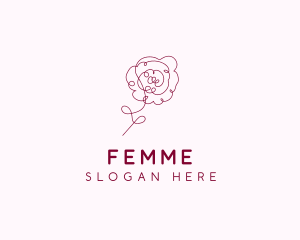 Pink Rose Flower  logo design