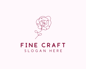 Pink Rose Flower  logo design