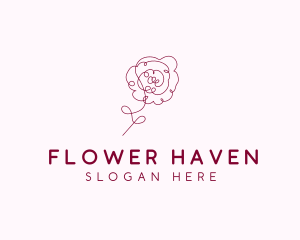 Pink Rose Flower  logo design