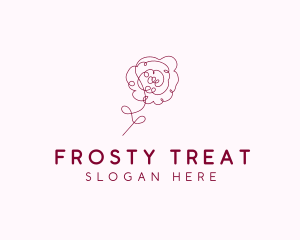 Pink Rose Flower  logo design