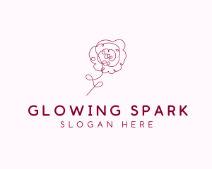 Pink Rose Flower  logo design