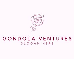 Pink Rose Flower  logo design