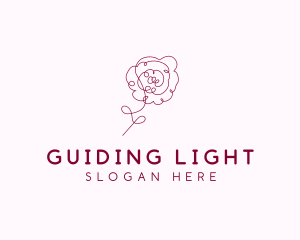 Pink Rose Flower  logo design