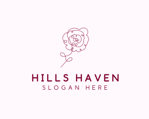 Pink Rose Flower  logo design