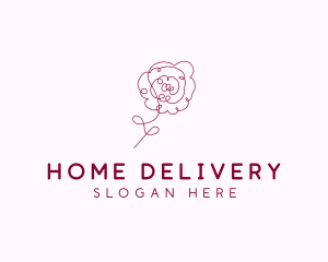 Pink Rose Flower  logo design