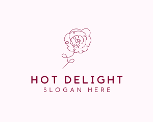 Pink Rose Flower  logo design