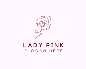 Pink Rose Flower  logo design