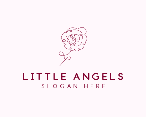 Pink Rose Flower  logo design