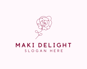 Pink Rose Flower  logo design