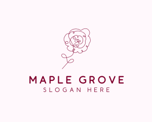 Pink Rose Flower  logo design