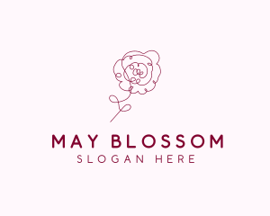 Pink Minimalist Rose Flower  logo design