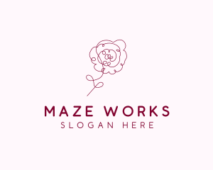 Pink Rose Flower  logo design