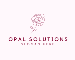 Pink Rose Flower  logo design