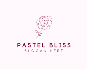 Pink Rose Flower  logo design