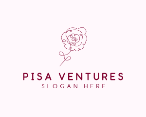 Pink Rose Flower  logo design