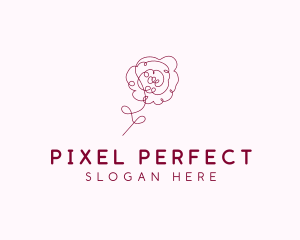 Pink Rose Flower  logo design