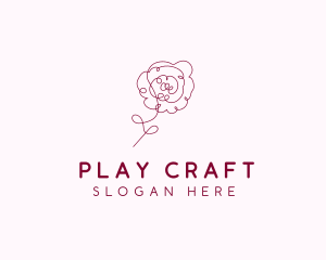 Pink Rose Flower  logo design