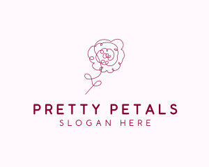 Pink Rose Flower  logo design