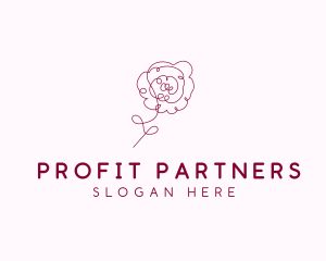 Pink Rose Flower  logo design