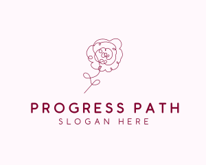 Pink Rose Flower  logo design