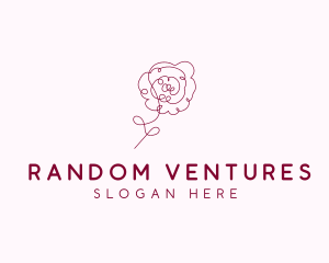 Pink Rose Flower  logo design