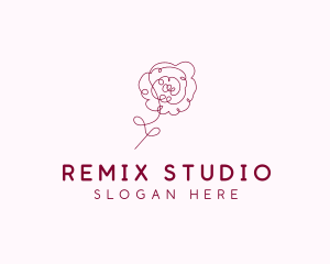 Pink Rose Flower  logo design