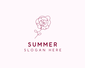 Pink Rose Flower  logo design