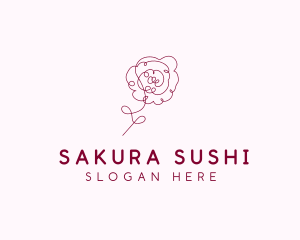 Pink Rose Flower  logo design