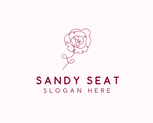 Pink Rose Flower  logo design